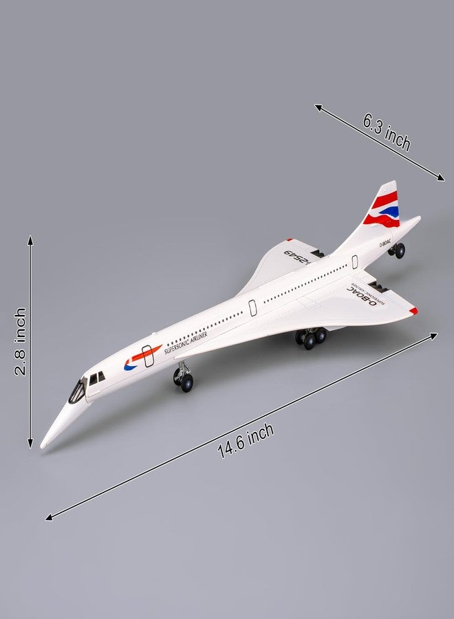 BDTCTK 1/168 Concorde Supersonic Airliner Model Airplane Toys, Zinc Alloy Diecast Toy Cars with Sounds and Lights Vehicles for Kids Boy Girl Gift (White) - Image 3
